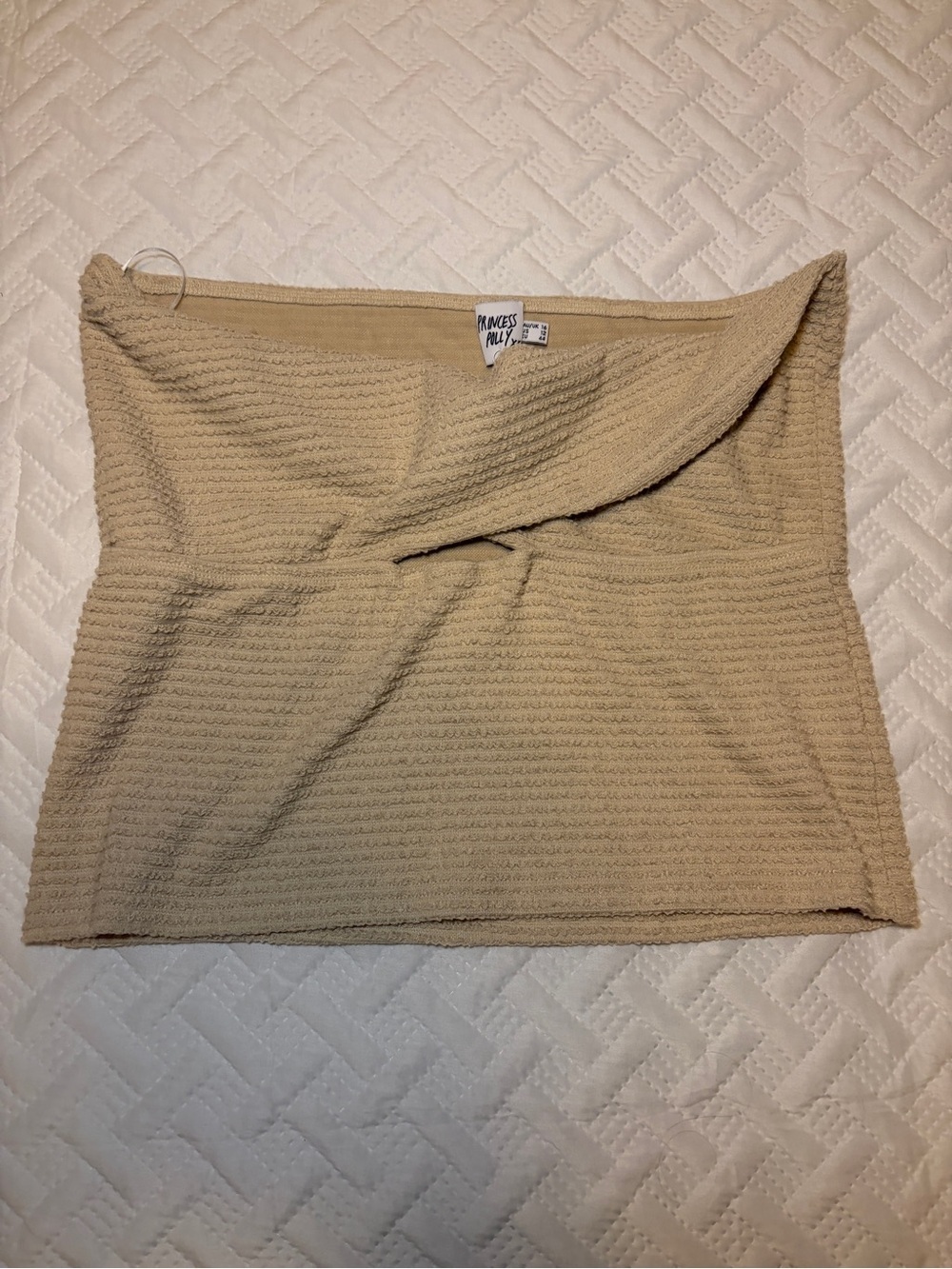 Princess Polly | Beige Cream Textured Twist Strapless Tube Top NWT